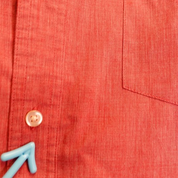 Chaps Shirt Mens Large Cotton‎ Button Down Red Long Sleeve Work Office - Picture 6 of 9